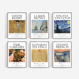 Famous paintings Set, Classical Art Poster, Vintage Print, Modern Art, Art Wall Decor, Set of 6 Posters