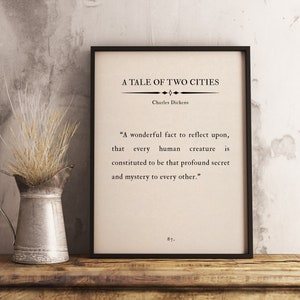 Charles Dickens A Tale of Two Cities Print, Wonderful Fact Quote, Book Page Poster, Wall Art, Famous Inspirational Literature, Bookworm Gift