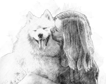 Custom Pencil Sketch - Family Portrait, Couple Portrait, Digital Drawing, Personalized Portrait From Photo, Portrait of Your Loved Ones