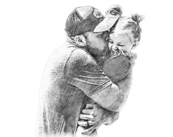 Father and Daughter Sketch Vector Images (over 1,300)