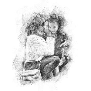 Pencil Custom Sketch Family Portrait, Couple First Gift, Pencil Wall Art, Digital Painting Drawing, Personalized People Portrait From Photo