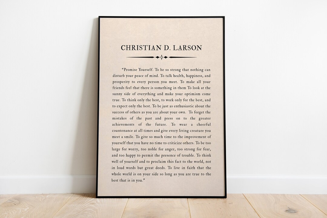 Christian D. Larson - "promise Yourself", From "your Forces and How to ...
