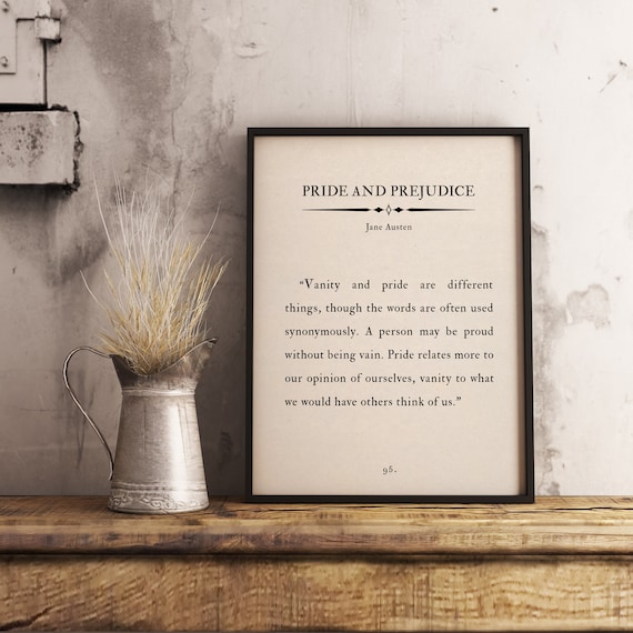 Pride and Prejudice Jane Austen Quote Vanity and Pride Home Etsy