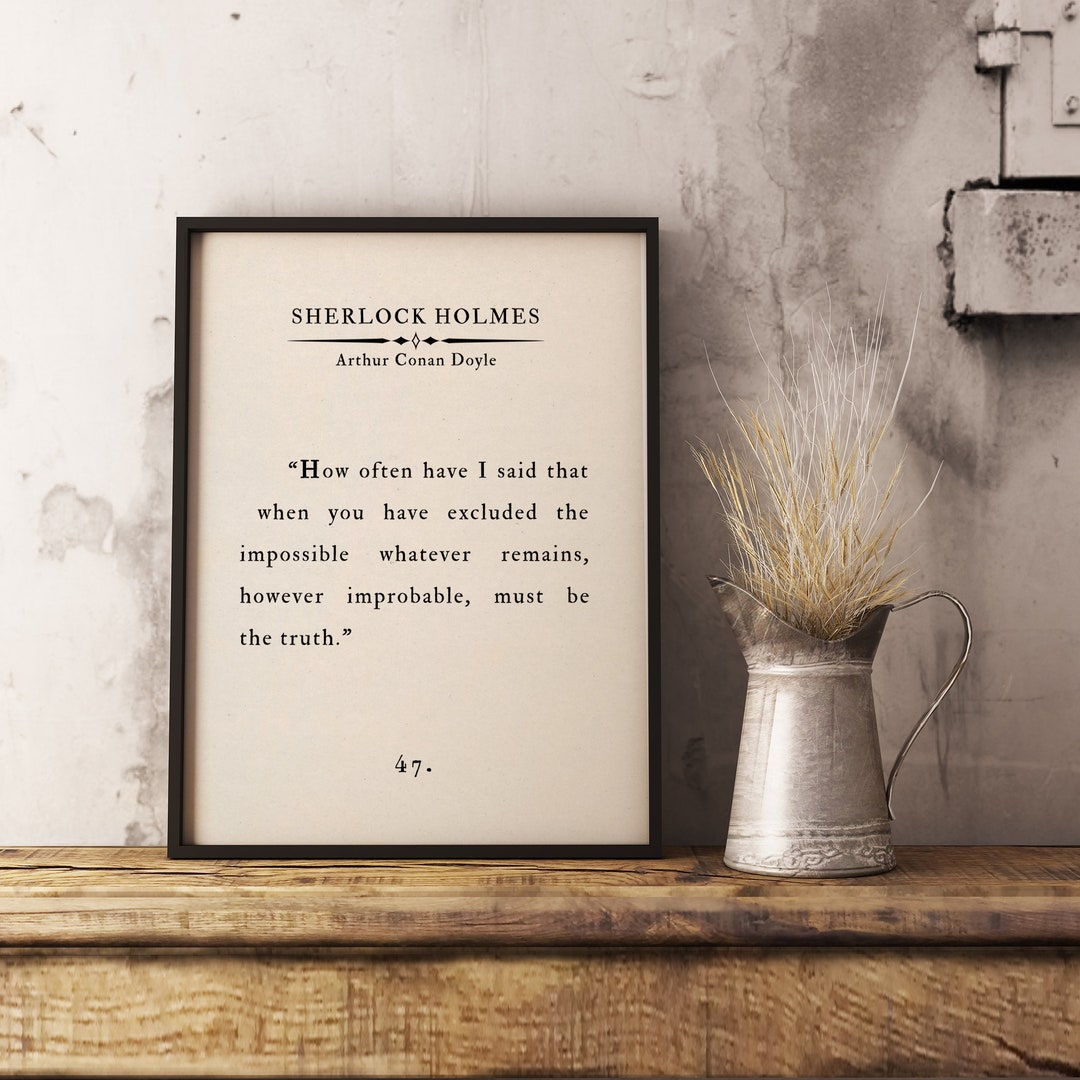 Sherlock Holmes Quote Print Arthur Conan Doyle Literary Wall Art 