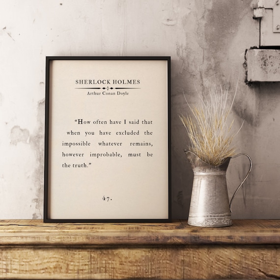 Citation De Sherlock Holmes Arthur Conan Doyle Art Mural Etsy Canada