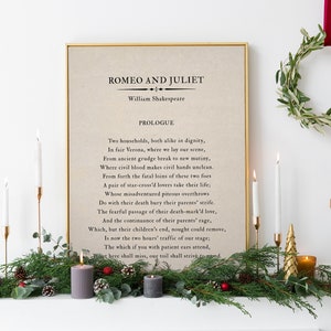 Romeo and Juliet Prologue Quote Print, Shakespeare Wall Art (digital ...