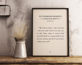 Wuthering Heights Quote Art Print, Emily Brontë, Classic Romantic Novel (Digital Download)