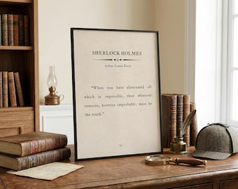 Sherlock Holmes Quote Wall Art | Vintage Book Page Style | Printable Decor