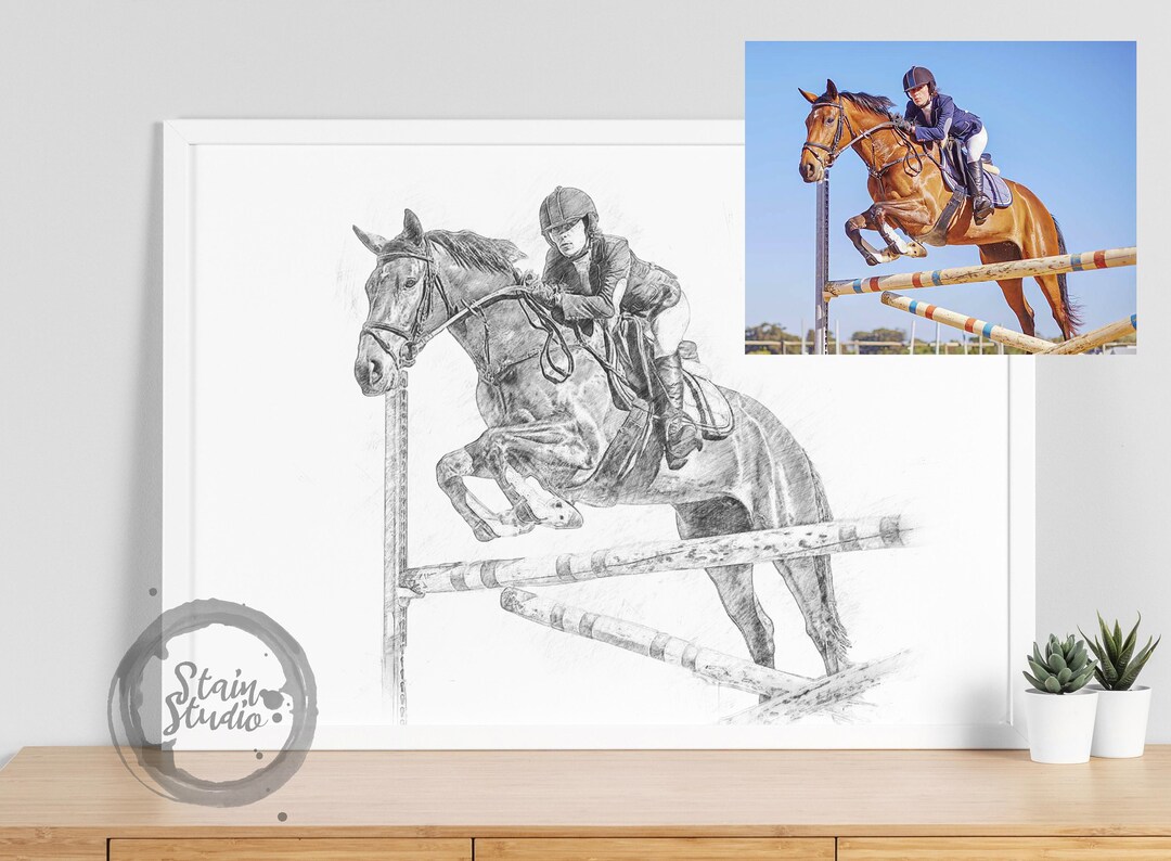 Custom Pencil Sketch Horse Portrait, Personalized Pet Art (digital File ...
