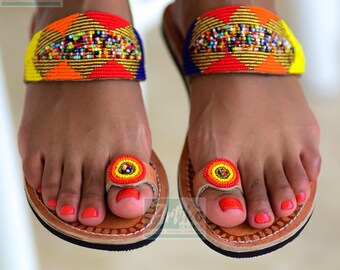 leather beaded sandals
