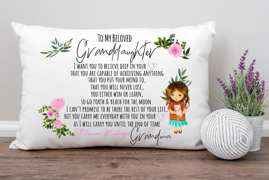 To Granddaughter From Grandma Pillowcase, Inspirational Birthday Gift