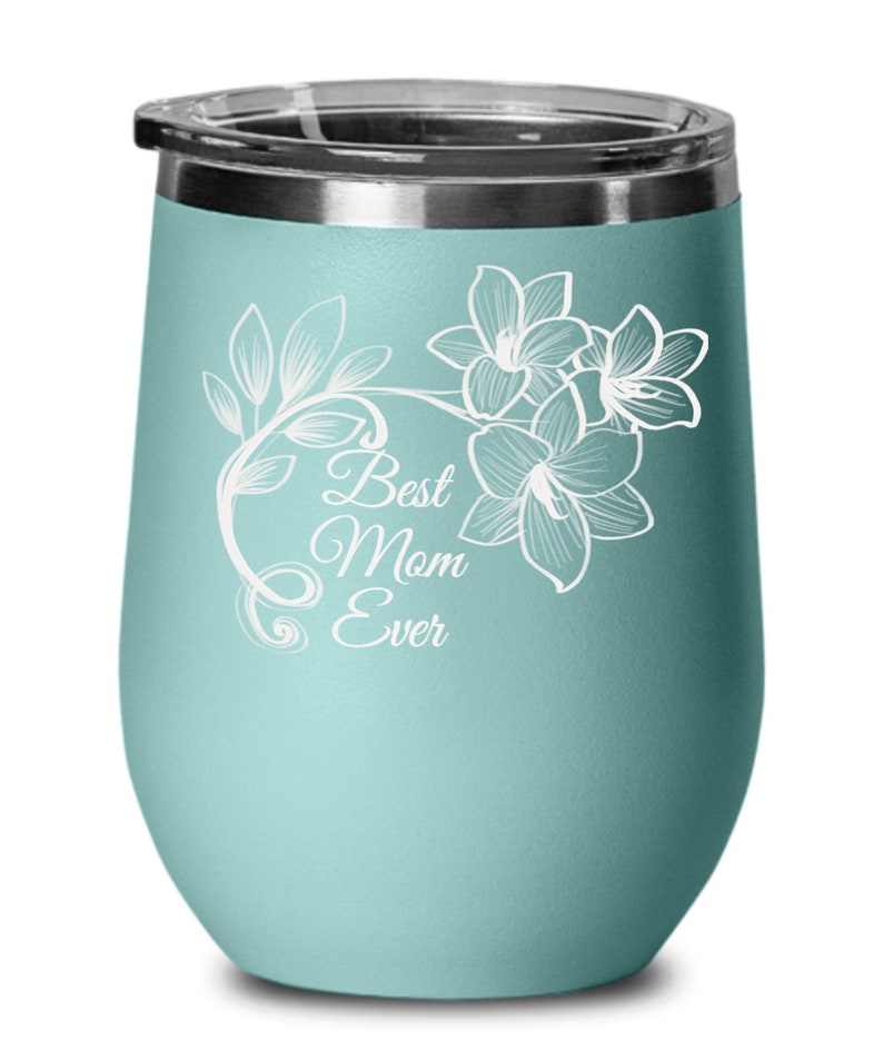 Mother/'s Day Gift from Daughter Son Best Mom Ever Vintage Flower White Stainless Steel Wine Tumbler,Mug Perfect Birthday Gift for Mom