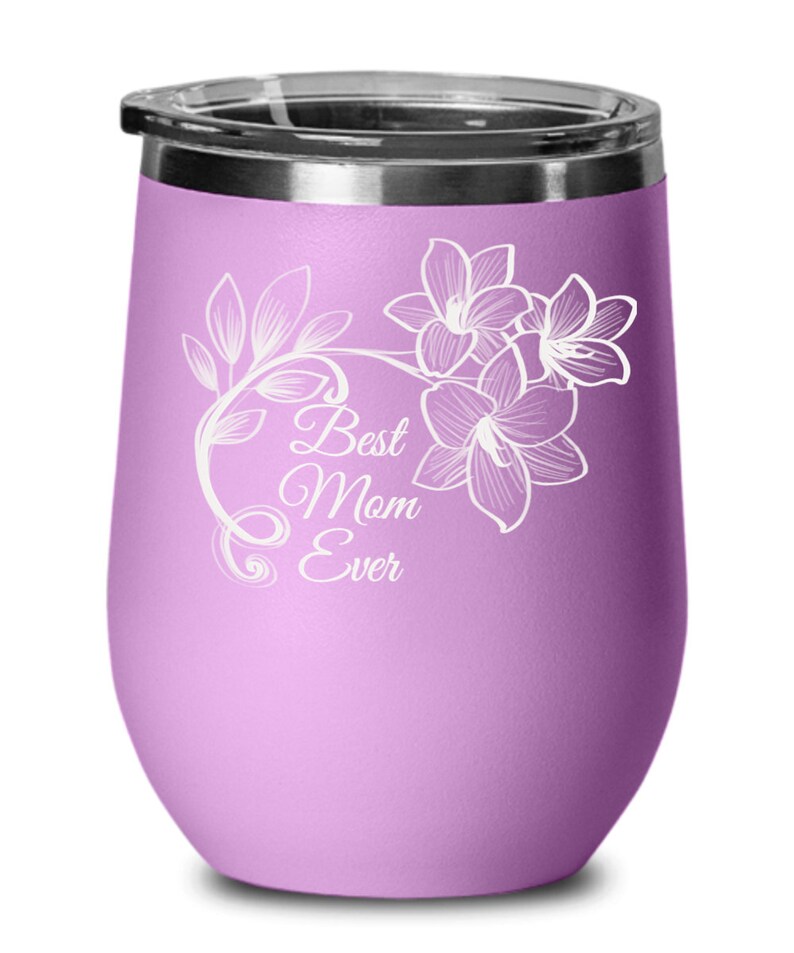 Mother/'s Day Gift from Daughter Son Best Mom Ever Vintage Flower White Stainless Steel Wine Tumbler,Mug Perfect Birthday Gift for Mom