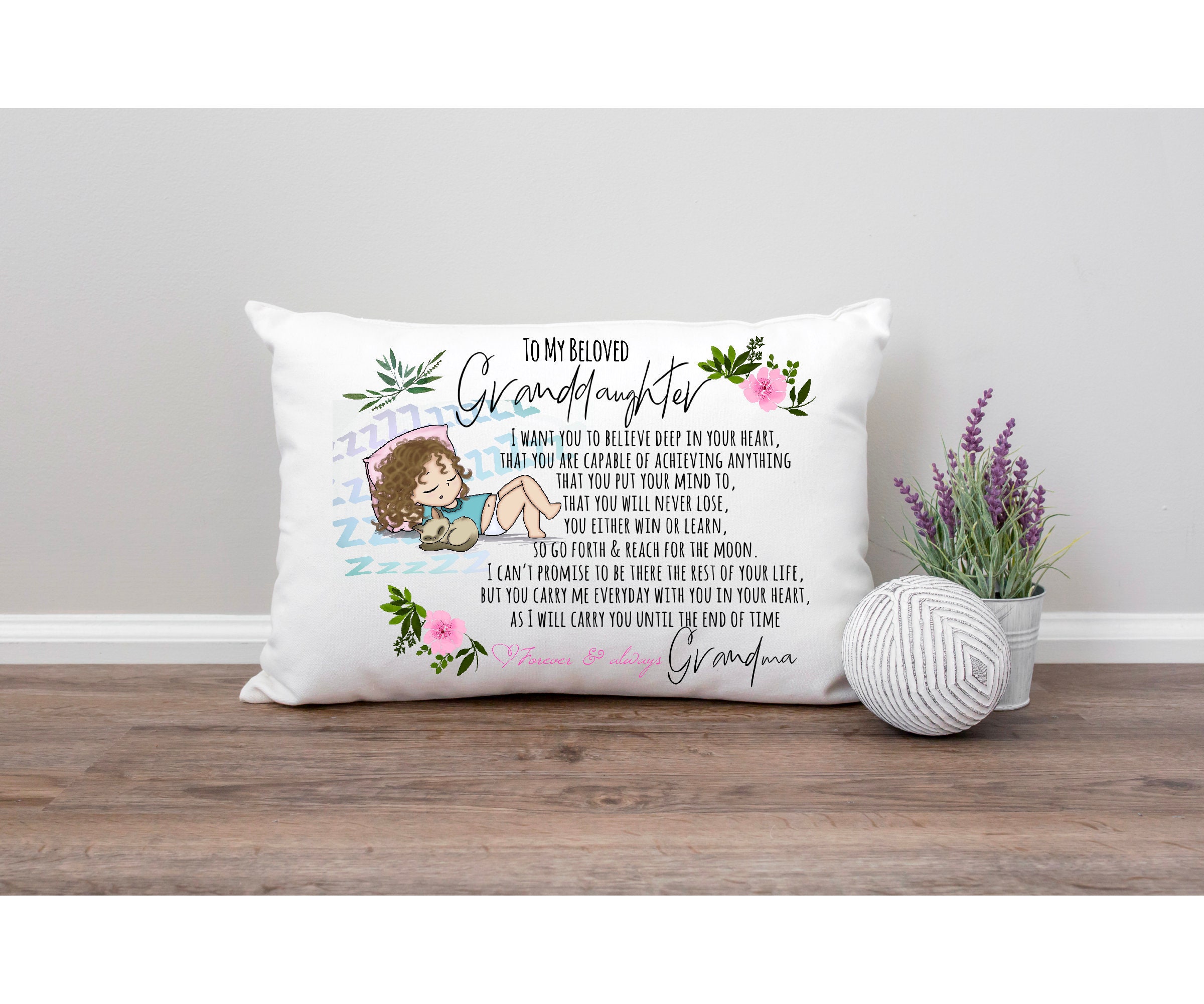 To Granddaughter From Grandma Pillowcase, Birthday Gift for