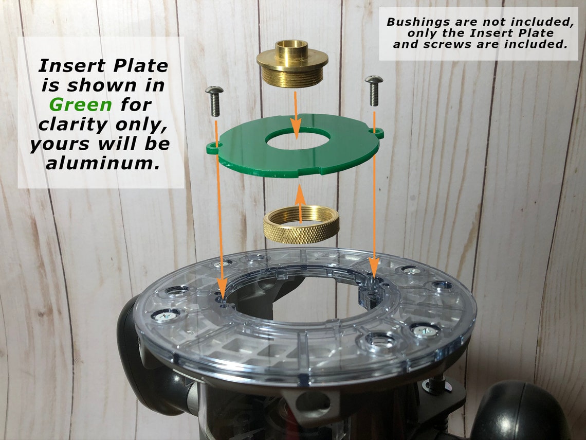 Guide Bushing Insert Plate for Ryobi Fixedbase Router, Use to Trace