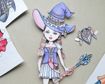 Halloween Witch Paper Doll: Printable Lydia Dress-Up (PDF Digital)