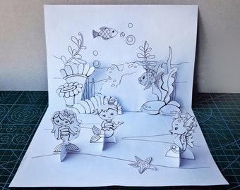Paper Mermaid Craft for Kids, 3D Papercraft Template, Mermaid