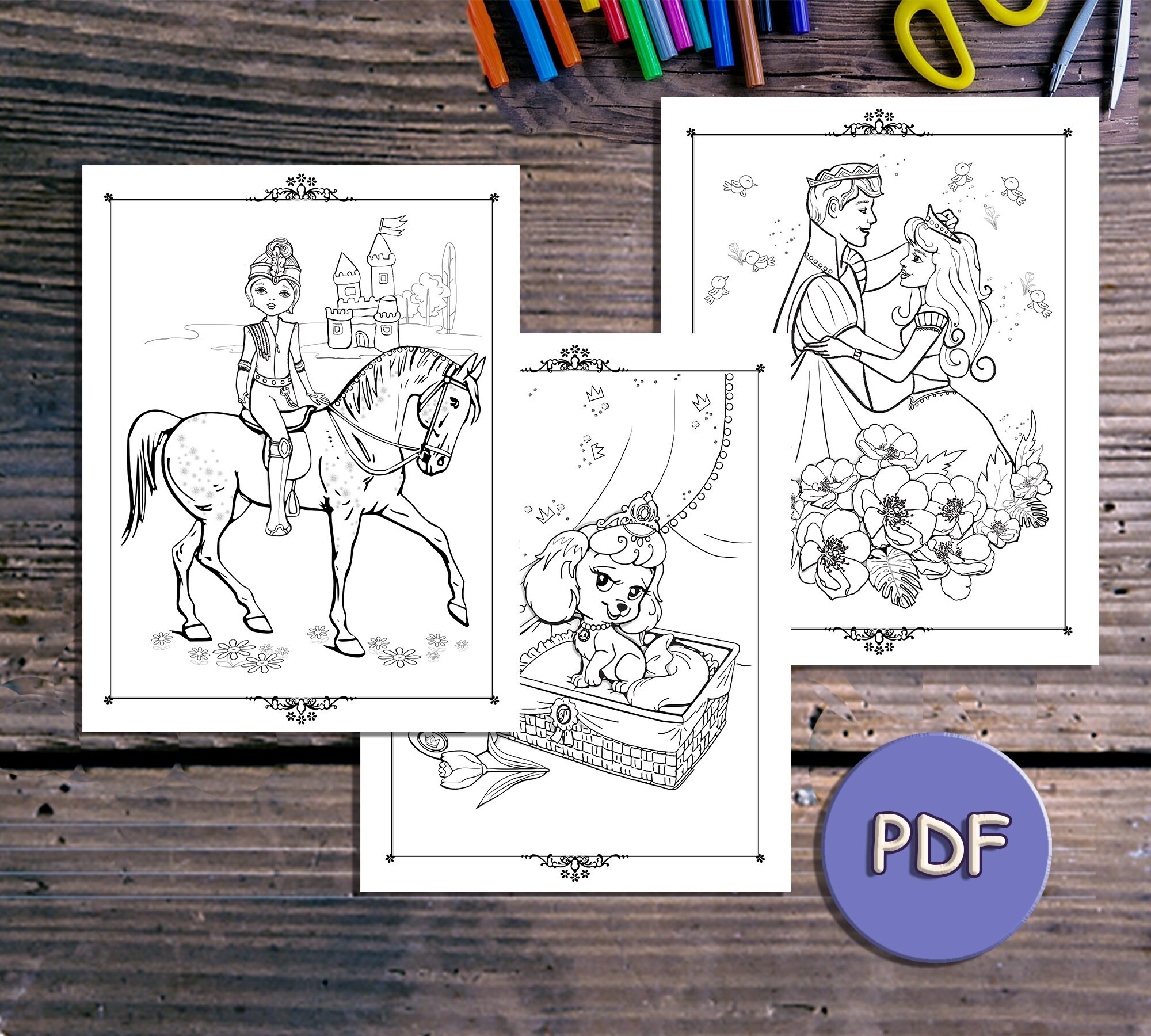 Princess Coloring Pages Pdf Printable Princess to Color Digital ...