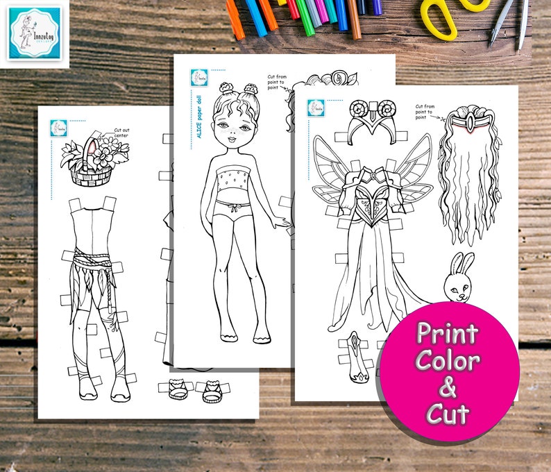 Fairy Paper Doll Coloring Pages: Printable Dress-up Activity (PDF) - Etsy