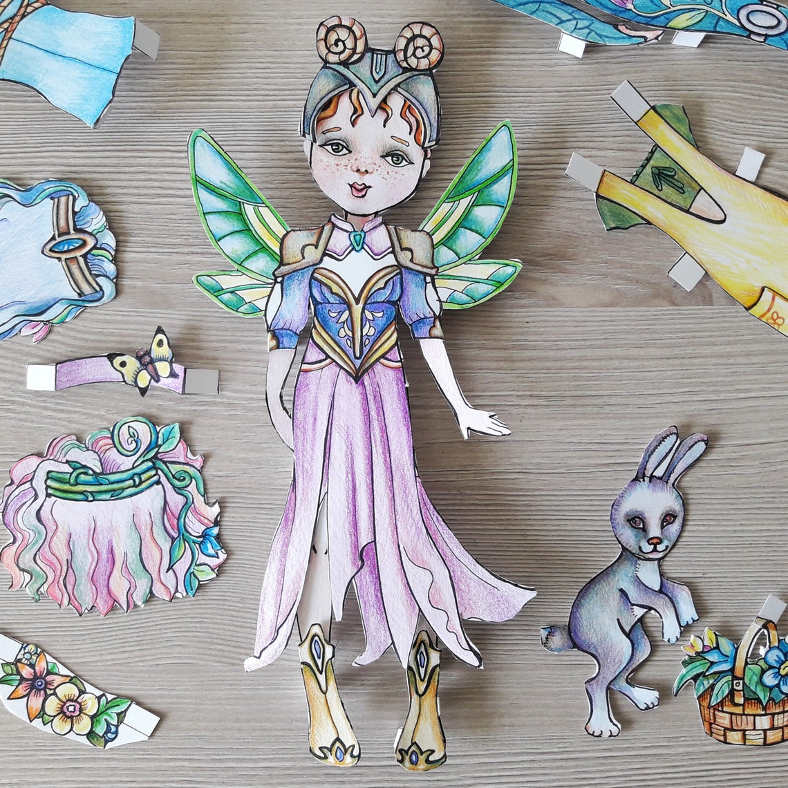 Digital Colorful Paper Doll PDF Fairy Paper Doll Paper Doll Printable ...