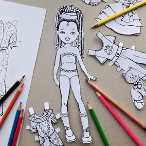 Digitale Papierpuppe Malseiten Afrikanische Papierpuppe süsse Schwestern Sammlung PDF Papierpuppe druckbare Malvorlagen