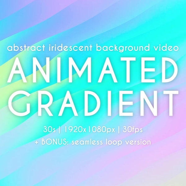 Abstract Holographic Background Video | Iridescent Pastel Waves | Animated Gradient | Digital File, Instant Download | Stock, Loop, Colorful