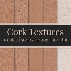 May include: Ten high-resolution cork textures in warm brown tones. Each image is 5000 x 3500 pixels and 300 dpi.  These digital textures are perfect for adding a natural, rustic look to your designs.