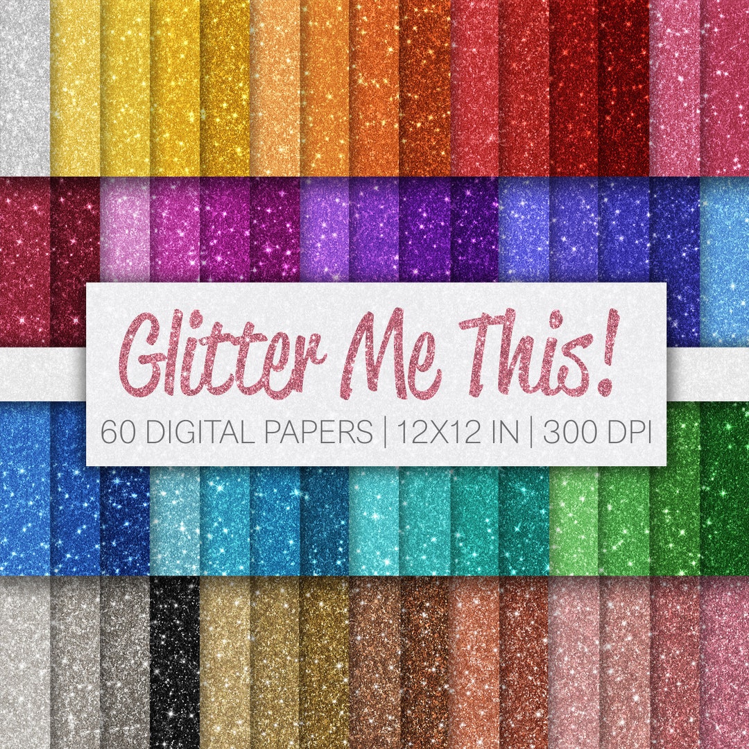 Digital Glitter Paper Pack – 60 Sparkle Backgrounds for Scrapbooking ...