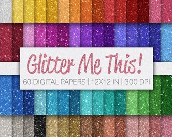 Digital Glitter Paper Bundle – 60 high resolution sparkle Backgrounds | Instant Download