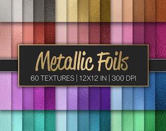 60 Colorful Metallic Foils | Digital Papers | Glitter, Sparkle, 12x12 inch, Textures, Background, Hot Foil | Instant Download