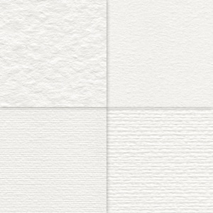 May include: A grid of four distinct white paper textures. The top-left square features a rough, cold-press surface. The top-right square shows a smooth, fine-grain texture. The bottom-left square displays a subtle horizontal laid pattern. The bottom-right square has a pronounced horizontal ribbed texture.