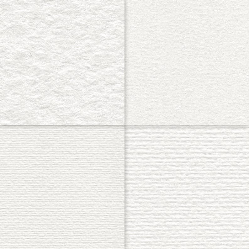 May include: A grid of four distinct white paper textures. The top-left square features a rough, cold-press surface. The top-right square shows a smooth, fine-grain texture. The bottom-left square displays a subtle horizontal laid pattern. The bottom-right square has a pronounced horizontal ribbed texture.