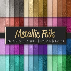 Big Set of Digital Metallic Foils | 60 Digital Papers | High resolution Background Textures | Instant Download