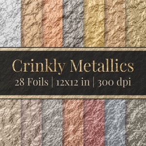 Metallische Folien, Knitter Look, Digital Papers, Texturen, Glitzer, Funkeln, Hohe Auflösung, 12x12inch, 300dpi, 14 verschiedene Metalle