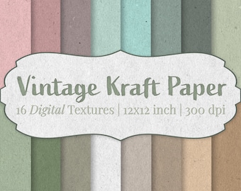 16 DIGITALE Kraftpapier Texturen in Vintage Farben | hohe Auflösung, 300dpi | Papier, Struktur, Pappe, Karton | zum sofortigen Download