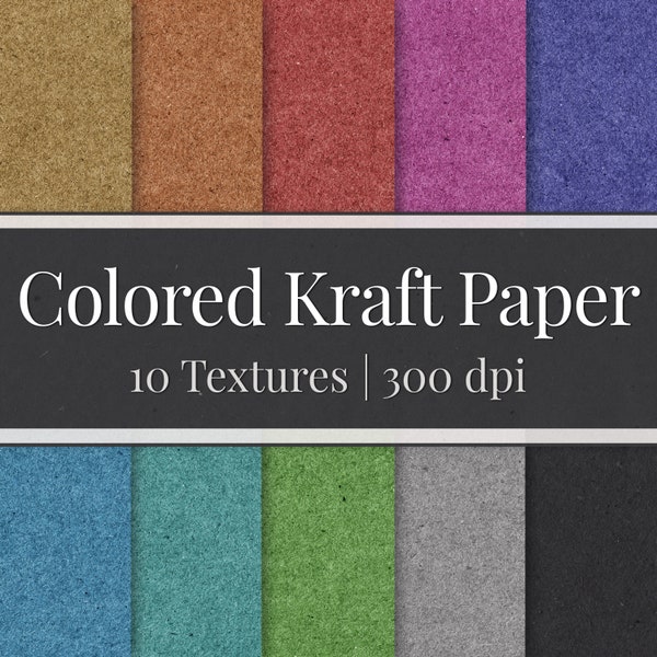 Colored Kraft Paper Texture Package | 10 Textures | High Resolution, 12x12 inch, 300dpi | Wood, Board, Recycled | Instant Download