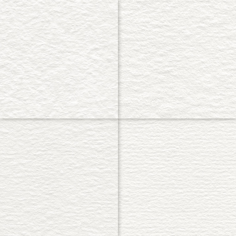 May include: A square sheet of bright white paper featuring a distinct, heavy cold-press texture. The surface is divided into four equal quadrants by a thin, vertical and horizontal crosshair line, creating a grid pattern across the textured material.