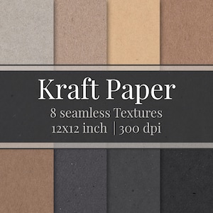 Set di texture di carta Kraft, 8 carte digitali ad alta risoluzione, 300 dpi, carta, struttura, riciclata, legno, tessuto, cartone, cartone.