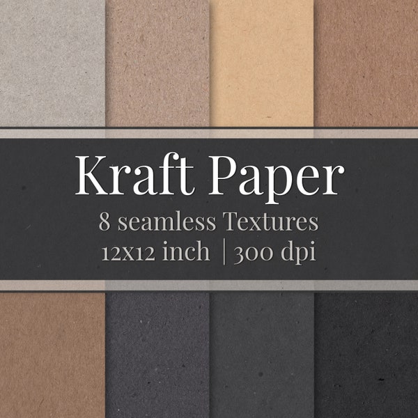 Seamless Kraft Paper Textures Package | 8 Digital Papers | High Resolution, 300dpi | Wood, Board, Recycled | Instant Download