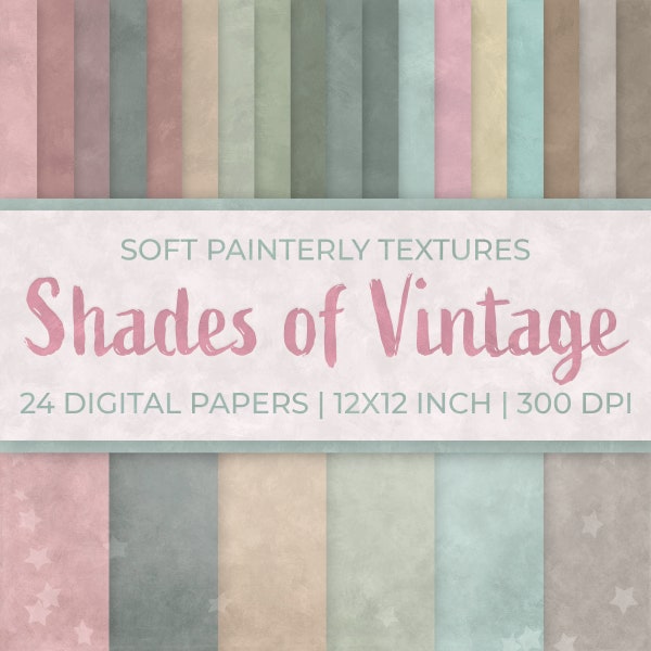 Vintage Painterly Texture Package | 24 Textures | Overlays | High Resolution, 300dpi | Instant Download