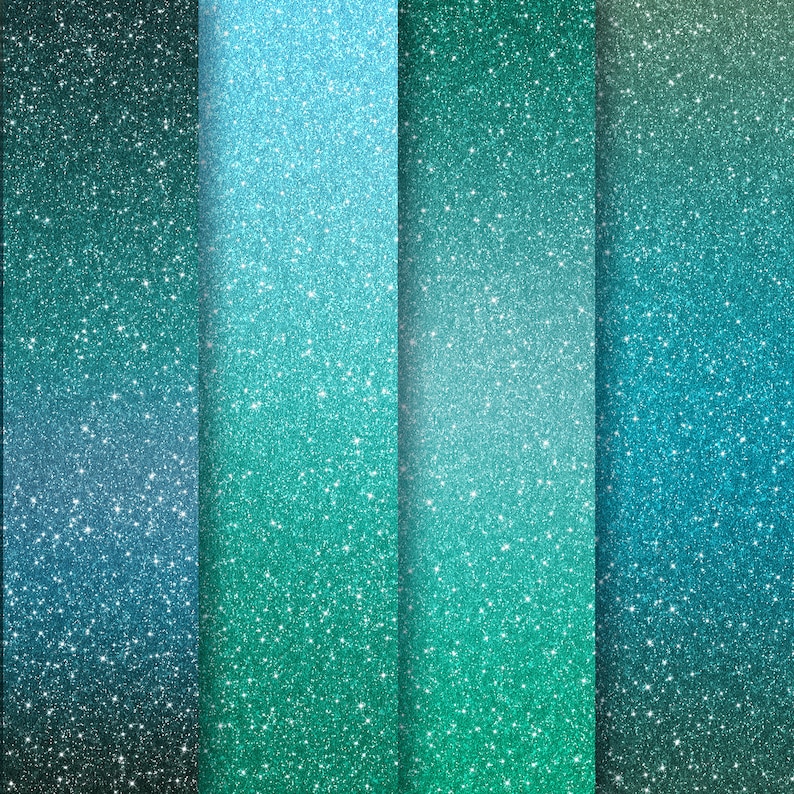 Teal Digital Papers Glitter Gradients Ombre Textures Etsy