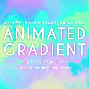Abstract Holographic Background Video | Iridescent Pastel Swirly Oily | Animated Gradient | Digital File, Instant Download | Stock, Loop