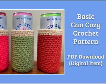 Can Cozy Crochet Pattern [PDF]. Includes Guide and Design Ideas for Football and Watermelon Can Holder. DIY