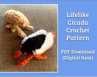 CROCHET PATTERN: Cicada Amigurumi. Nymph and Adult Cicada Included. Crochet Bug Pattern. Commemorate Brood X