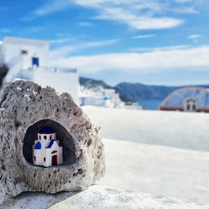 Mini Santorini Pumice Cave – Hand-Carved Cycladic Church – For Greek Travel Lovers