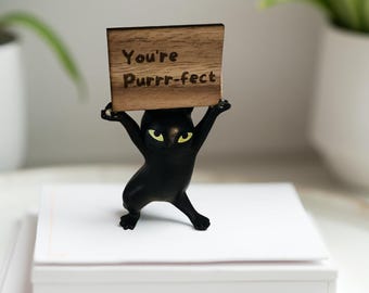 Cute Tabby Decor Inspirational Message Wooden Sign Office Decoration Miniature Figurine Cat Lover Gift Idea Valentine Present Desk Accessory