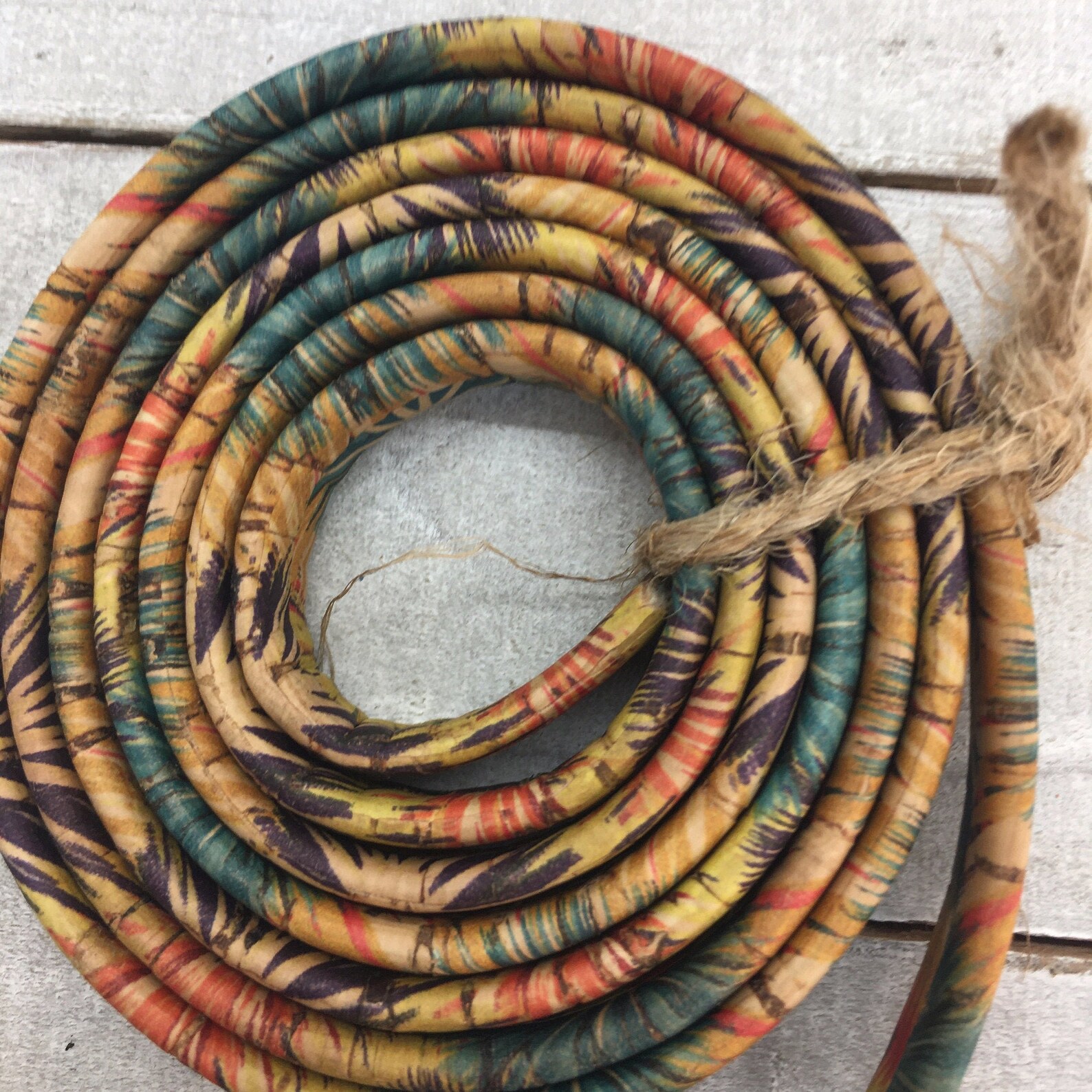 10mm CORK CORD / 36 inches flat color print /jewelry Etsy