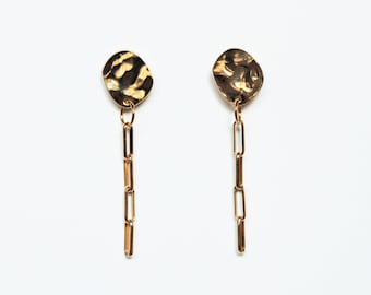Paris Earrings - lange gouden ketting drop oorbellen, dangly oorbellen, vergulde oorbellen