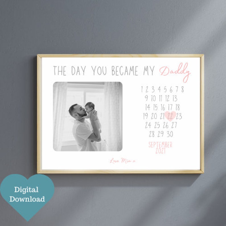 The Day You Became My Daddy Digital Download, Print Yourself DIY Personalised New Parent Photo