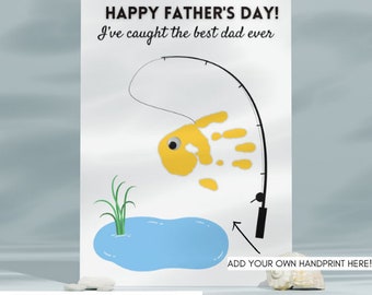 Fishing Handprint Art, Father's Day Gift, DIY Craft (Digital Download)